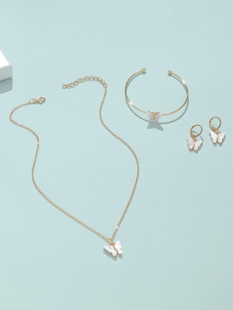 Chicas 4 piezas Set joya con diseño de mariposa - Multicolor - Ver 1