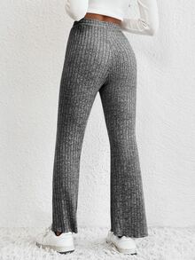 SHEIN Essnce Quần nữ Dây kéo màu trơn Giải trí - Màu xám đen - Xem 2