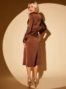 SHEIN BAE Twist Front Satin Dress