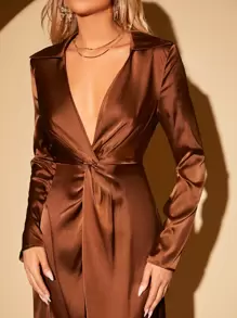 SHEIN BAE Twist Front Satin Dress