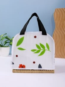 1pc Floral Pattern Lunch Bag - White - View 2