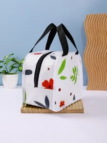 1pc Floral Pattern Lunch Bag - White - View 6