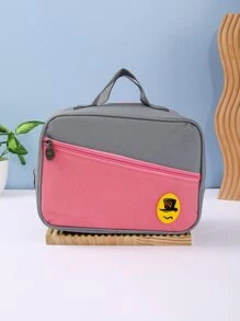 1pc Patch Decor Lunch Bag - Hot Pink - View 1