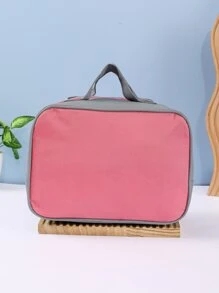 1pc Patch Decor Lunch Bag - Hot Pink - View 2
