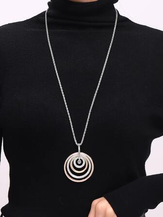 水鑽圓形吊墜項鍊