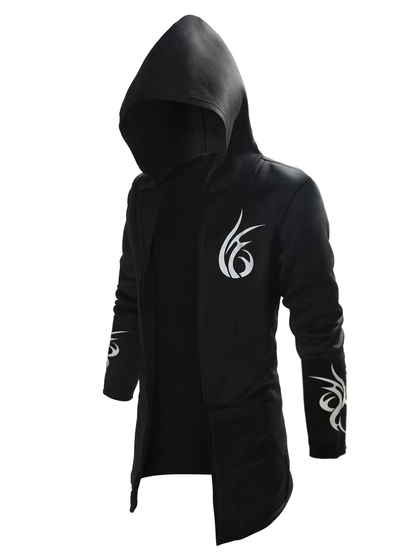 Manfinity LEGND Men Graphic Print Hooded Coat - Black - View 1