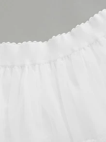 SHEIN MOD Solid Lace Trim Layered Skirt - White - View 6