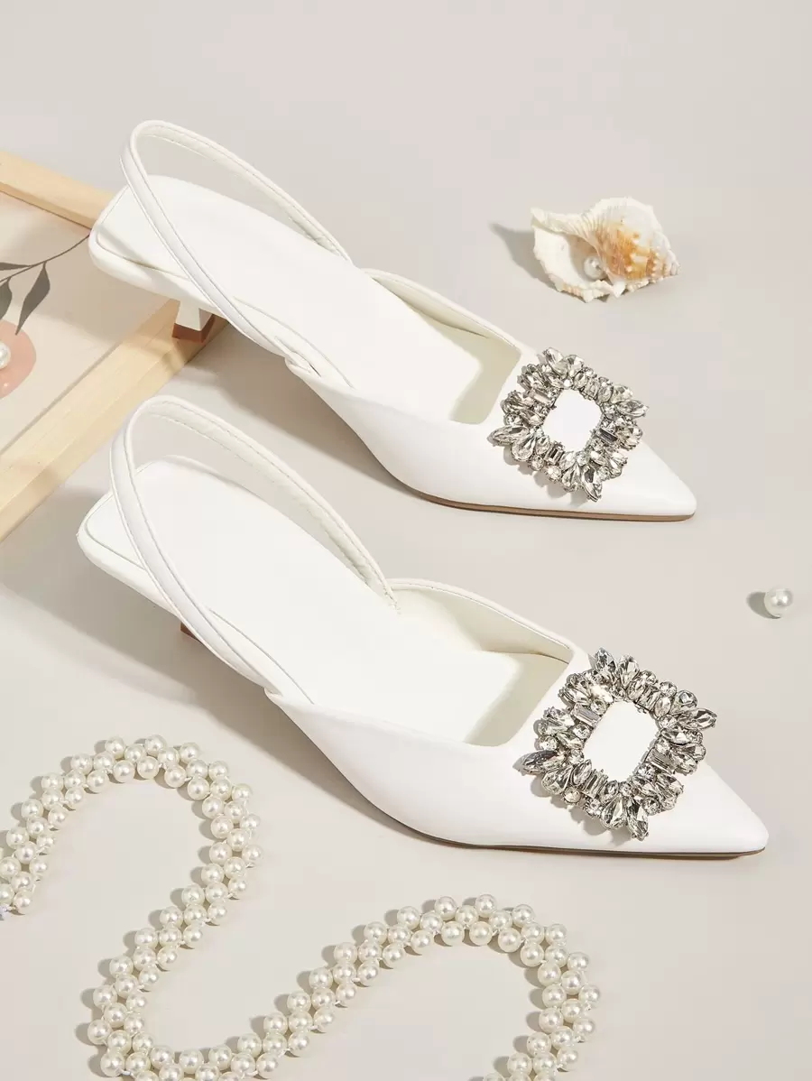 Tacones de aguja con punta puntiaguda y diamantes, nuevos para mujer otoño/invierno 2025 (el material superior del zapato se corta al azar), elegantes, tacones de gatito, para fiesta