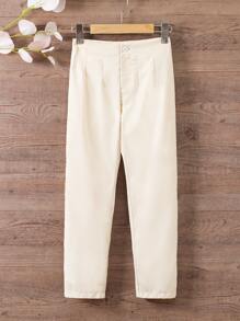 Girls Plicated Detail Carrot Trousers - Apricot - View 1