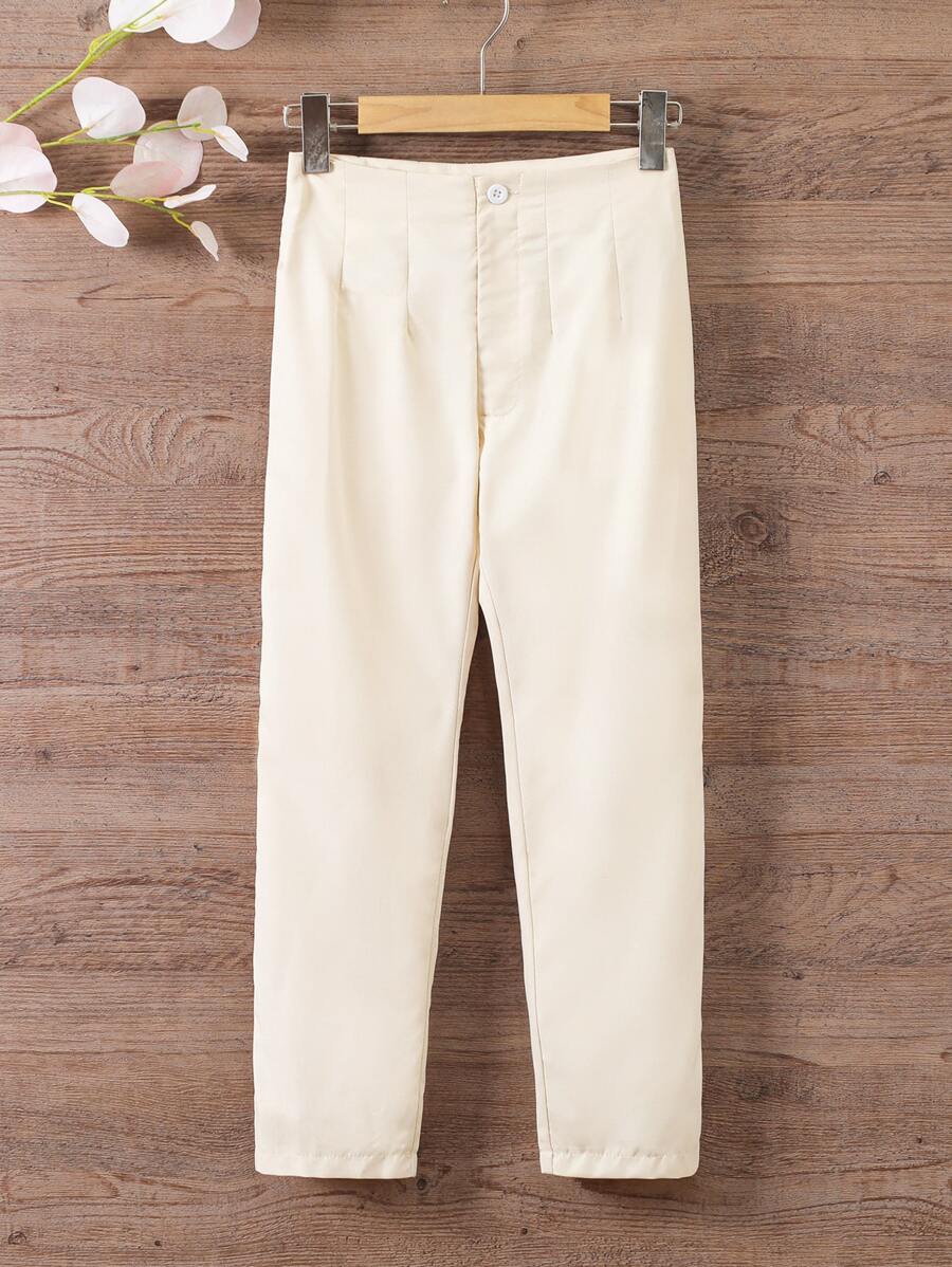 Girls Plicated Detail Carrot Trousers - Apricot - View 1