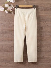 Girls Plicated Detail Carrot Trousers - Apricot - View 2