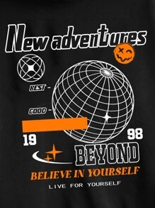 SHEIN 男孩字母圖案連帽衫