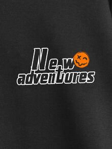 SHEIN 男孩字母圖案連帽衫