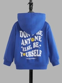 SHEIN Young Boys Cartoon & Slogan Graphic Sweatshirt - Blue - View 1