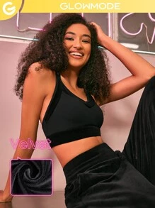 GLOWMODE Velvet Crush Light Support Sports Bra - Black - View 2