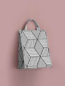 1入組格紋圖案隨機便當袋 - 彩色 - 查看 4