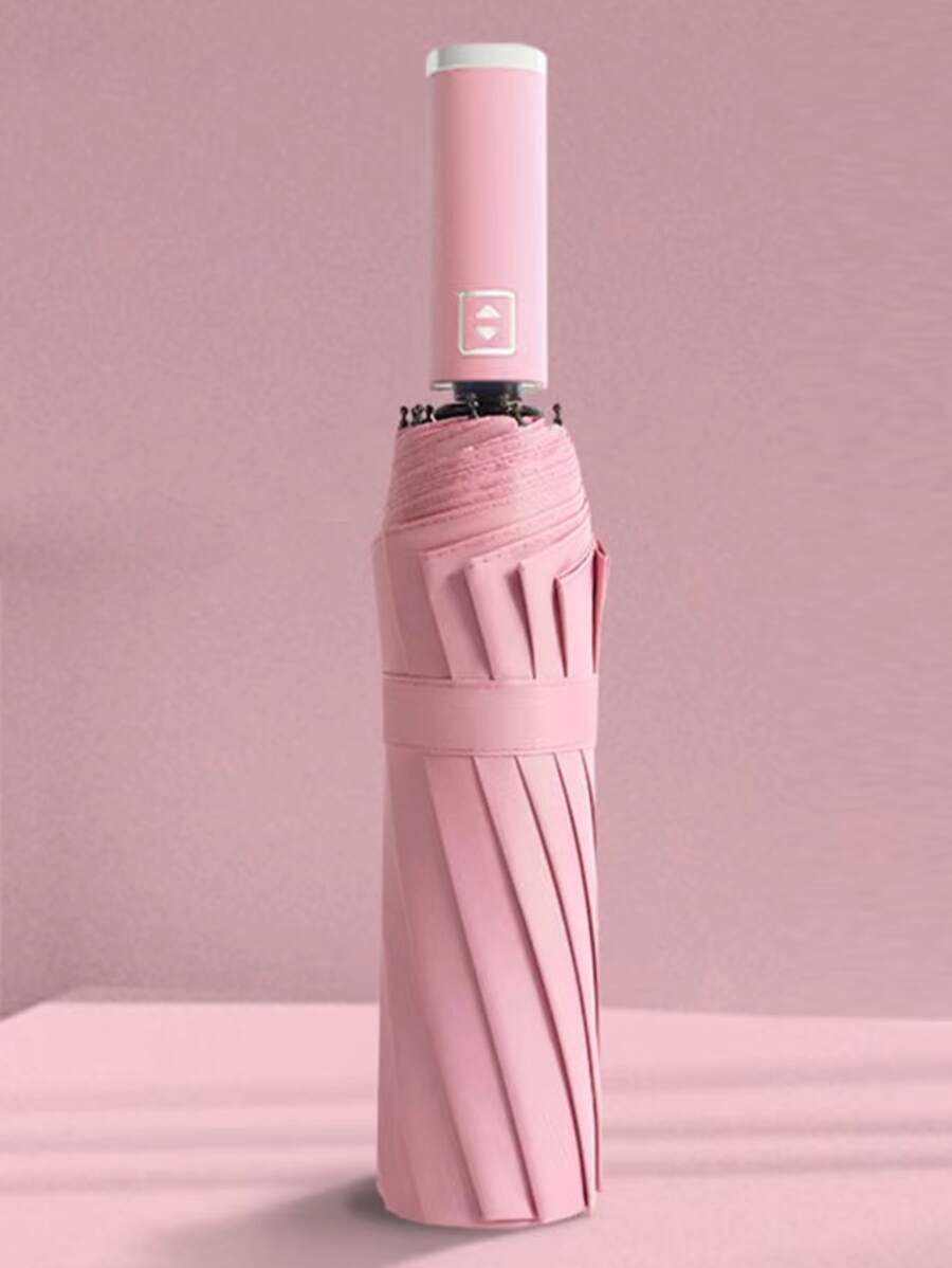 1 pieza Paraguas automático liso - Rosa - Ver 1