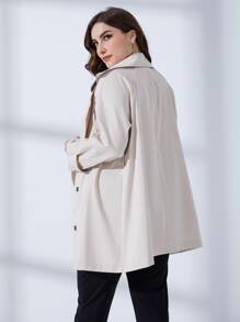 Mulvari Plus Double Breasted Belted Trench Coat - Beige - View 2