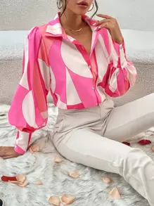 Aveloria 滿版圖案燈籠袖襯衫