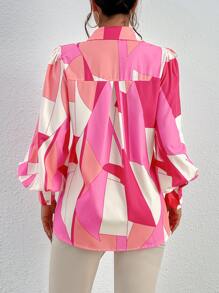 Aveloria 滿版圖案燈籠袖襯衫