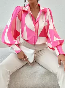 Aveloria 滿版圖案燈籠袖襯衫