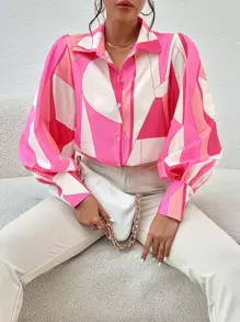 Aveloria 滿版圖案燈籠袖襯衫