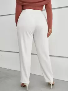 SHEIN Clasi Plus Solid High Waist Suit Trousers - White - View 2