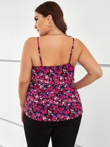 SHEIN VCAY 大碼印花蕾絲拼接吊帶上衣 - 彩色 - 查看 2