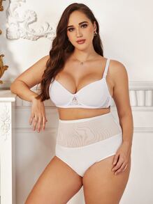 Plus Solid Simple Panty - White - View 4