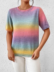 SHEIN Essnce 漸層圓領針織上衣 - 彩色 - 查看 4