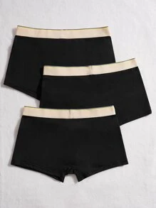 Men 3pcs Contrast Tape Waist Boxer Brief