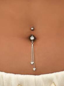 1pc Perfect Piercing Rhinestone Decor Heart Charm Navel Belly Ring Copper Rainbow Magnetic Septum Piercing Jewelry Copper Jewelry Valentines