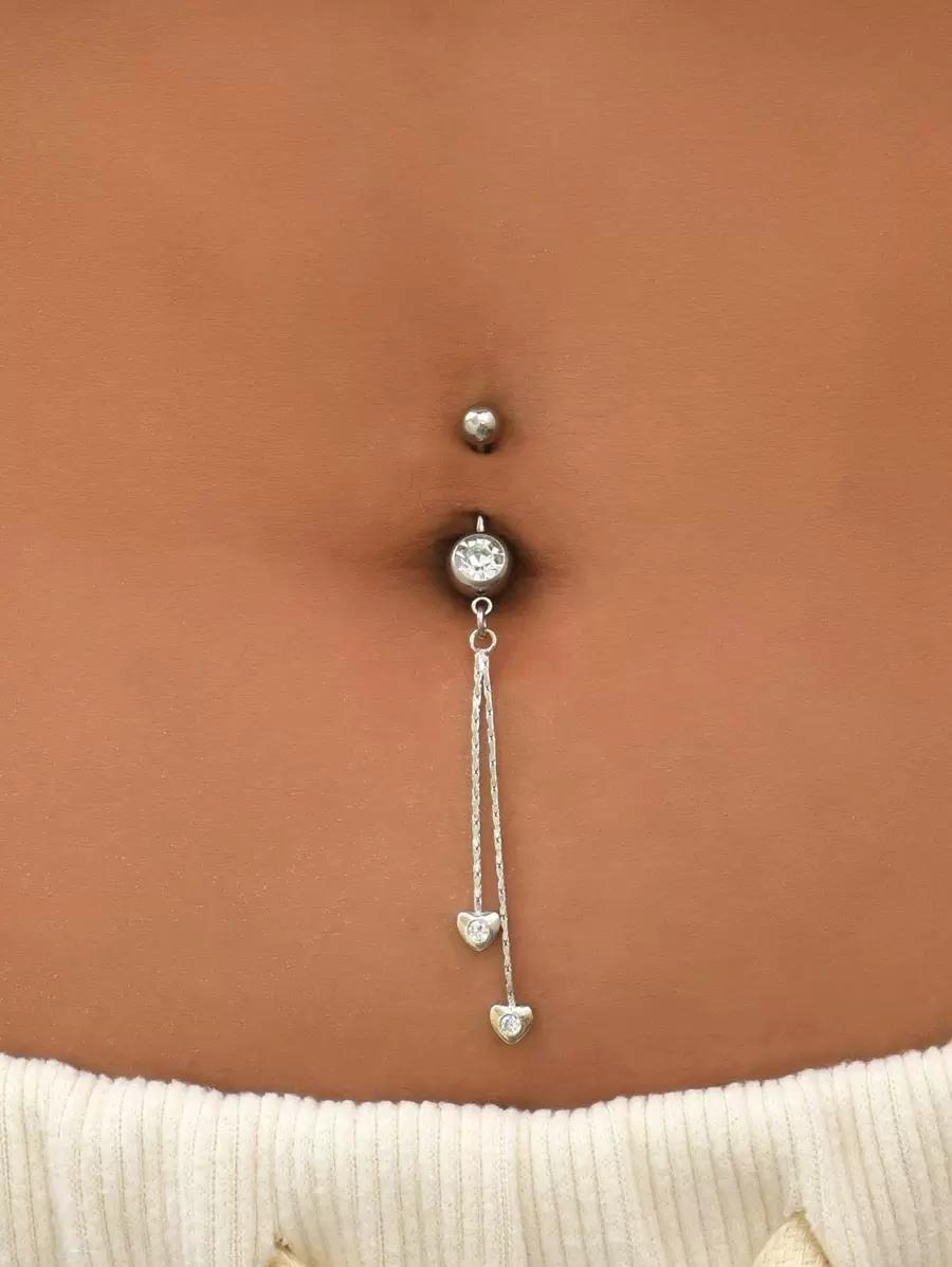 1pc Perfect Piercing Rhinestone Decor Heart Charm Navel Belly Ring Copper Rainbow Magnetic Septum Piercing Jewelry Copper Jewelry Valentines