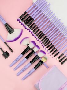 yuwaku 32件套化妆刷套装，带可折叠收纳袋，化妆刷套装，化妆刷包，化妆刷套装，全套化妆刷，化妆刷套装，全套化妆工具，刷子套装，化妆刷套装，化妆礼盒套装 - 紫色 - 查看 4