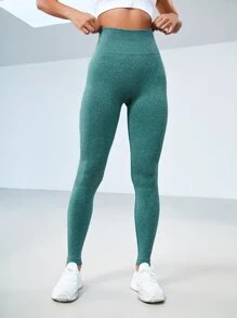Yoga Basic 收復素色運動打底褲 - 青碧色 - 查看 4