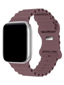 1 条纯色硅胶表带，带蝴蝶扣，兼容 Apple Watch - 紫羅蘭色 - 查看 1