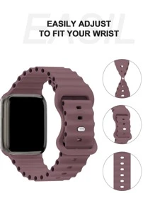 1 条纯色硅胶表带，带蝴蝶扣，兼容 Apple Watch - 紫羅蘭色 - 查看 3