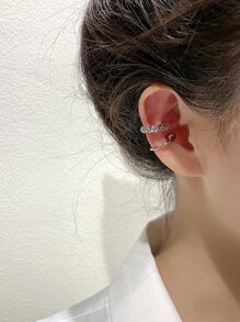 2pcs Ball Decor Ear Cuff - Silver - View 2