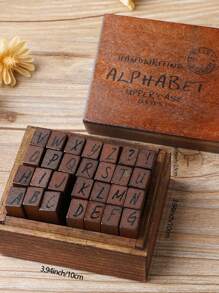 1 caja Sello de madera alfabeto de inglés - Multicolor - Ver 7