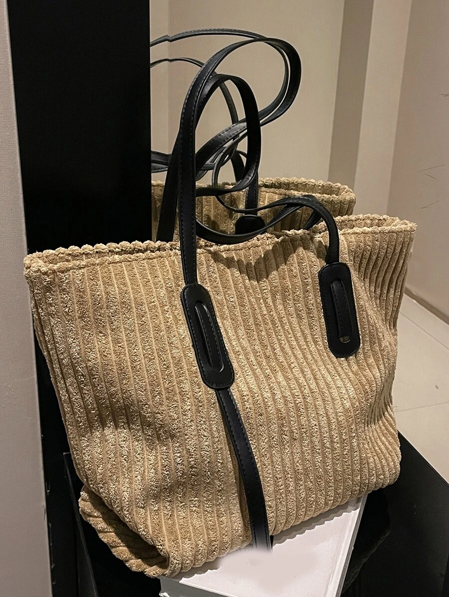 Túi Xách tay Nữ màu trơn Đôi tay cầm Đúng mốt - Màu Khaki - Xem 1