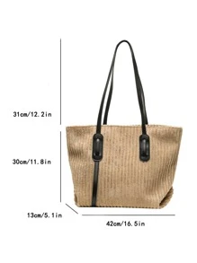 Túi Xách tay Nữ màu trơn Đôi tay cầm Đúng mốt - Màu Khaki - Xem 8