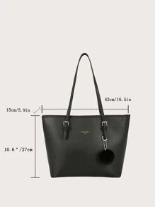 Túi Xách tay Nữ POM Pom Lá thư Đôi tay cầm Thanh lịch - màu đen - Xem 6