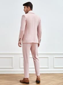 Manfinity VCAY Men Single Breasted Blazer & Trousers Suit Set - Baby Pink - View 2