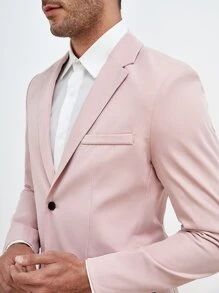 Manfinity VCAY Men Single Breasted Blazer & Trousers Suit Set - Baby Pink - View 3