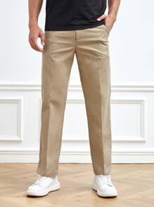 Manfinity Men Slant Pocket Suit Pants - Khaki - View 4