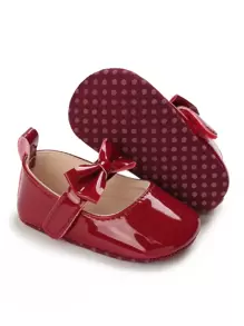 Spring And Autumn Red Soft Bottom Toddler Princess Shoes For Baby Girls 0-1 Year Old