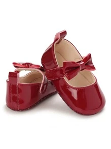 Spring And Autumn Red Soft Bottom Toddler Princess Shoes For Baby Girls 0-1 Year Old