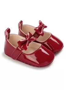 Spring And Autumn Red Soft Bottom Toddler Princess Shoes For Baby Girls 0-1 Year Old
