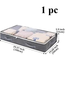 1pc Solid Clothes Storage Bag, Simple Polyester Foldable Storage Bag For Household Decorations Decor Festival Decor Room Decor Home Decor Decor Bedroom Decor Dress Pants Shoes Jeans Boots Skirt - Grey - View 3