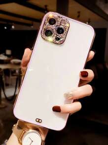 水鑽裝飾邊框拼接手機外殼 - 紫色 - 查看 2